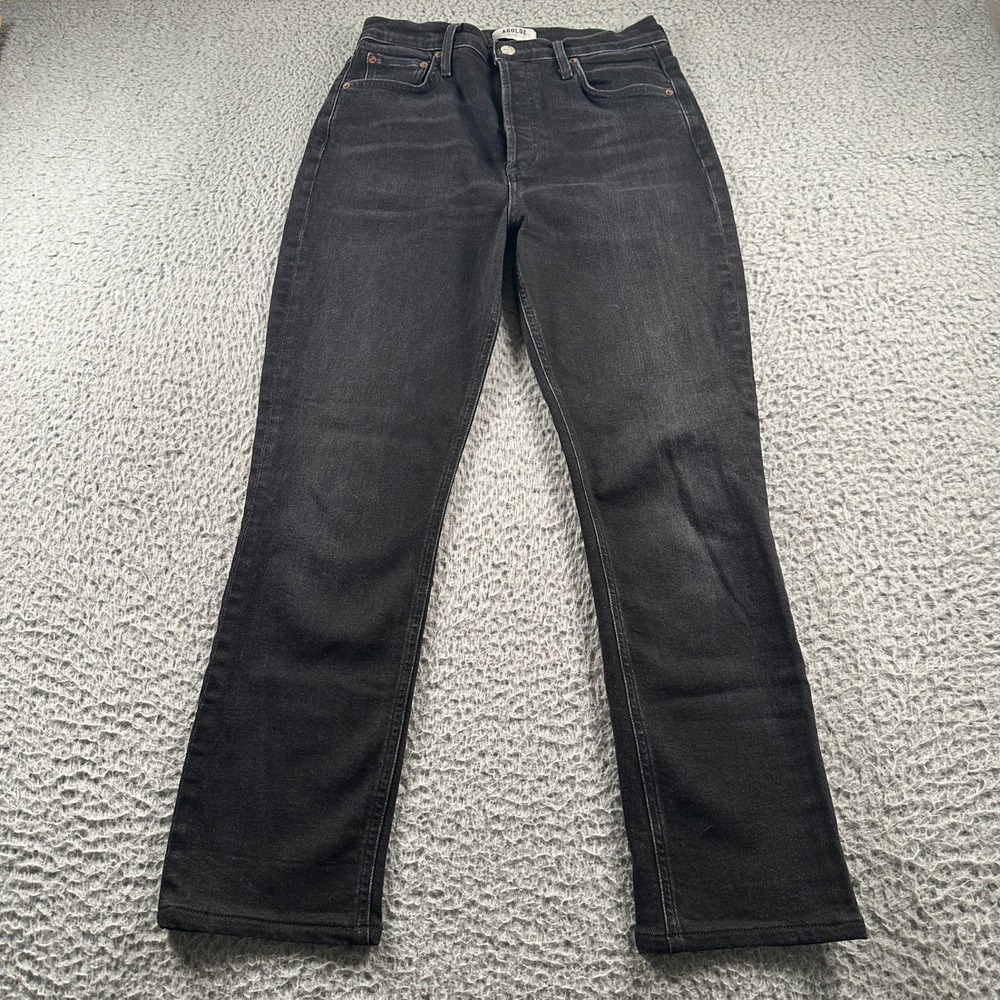 AGOLDE Jeans Womens 28 Freya High‎ Rise Straight Button Fly Stretch Black Denim